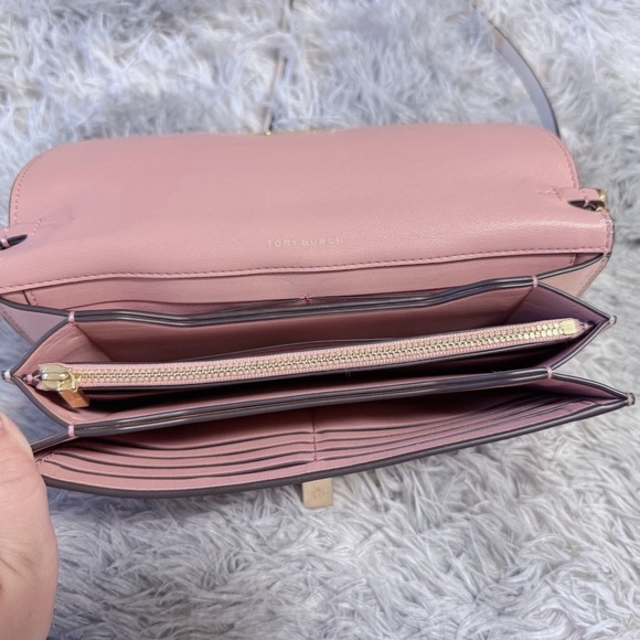 Tory Burch Pink and Tan Crossbody Bag with Gold Hardware - Picture 7 of 8